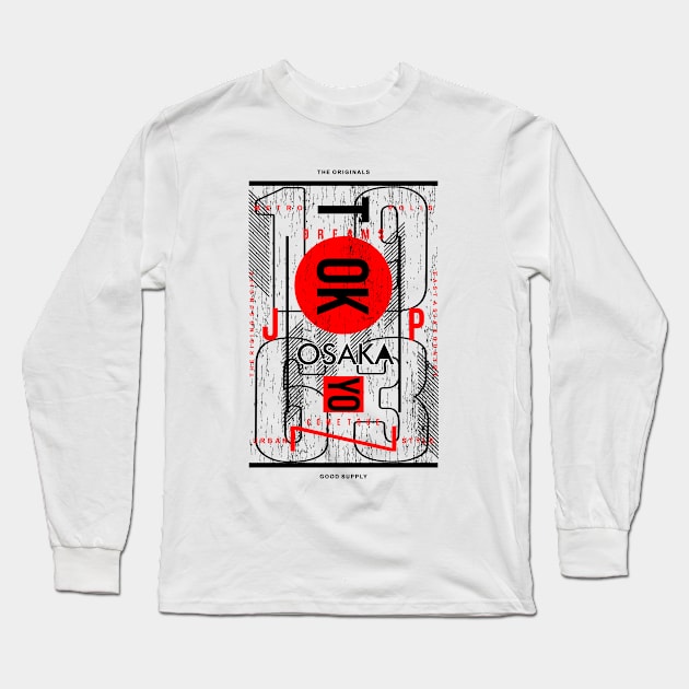 Tokyo Japan Osaka Long Sleeve T-Shirt by Mako Design 